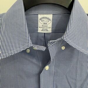 Brooks Brothers Men's Navy Gingham Dress Shirt